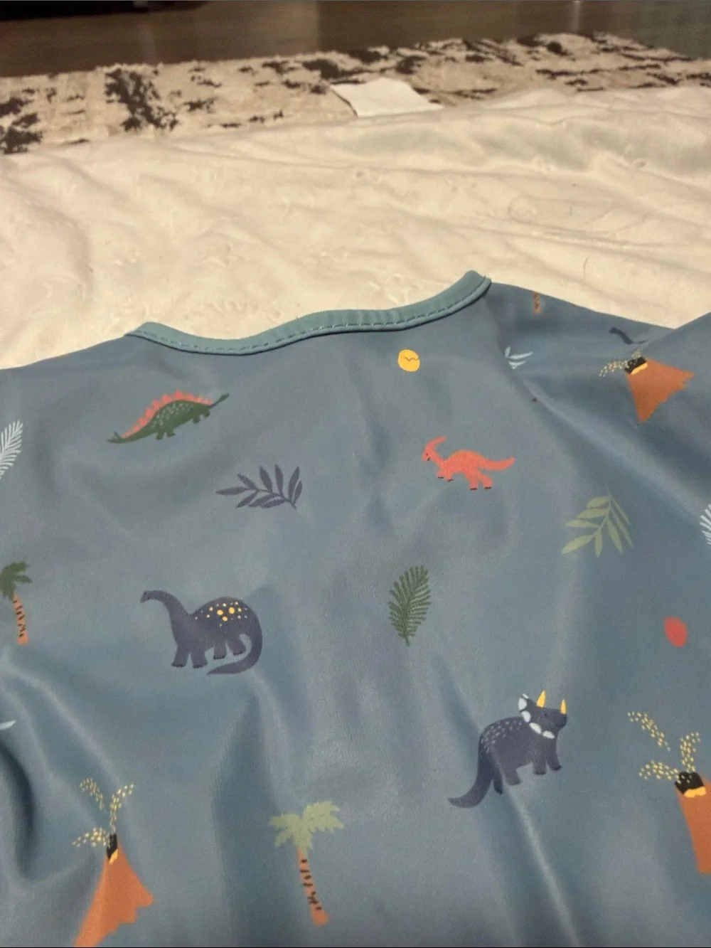 cloud island Blue Long-Sleeve Waterproof Bib smock with Dino Print baby 6m+